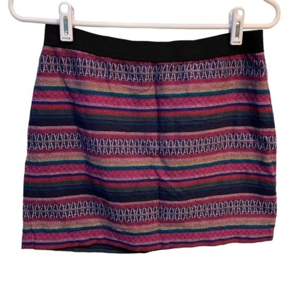 American Eagle Outfitters Mini Skirt Multi Color Zip Boho Aztec Western Size 4